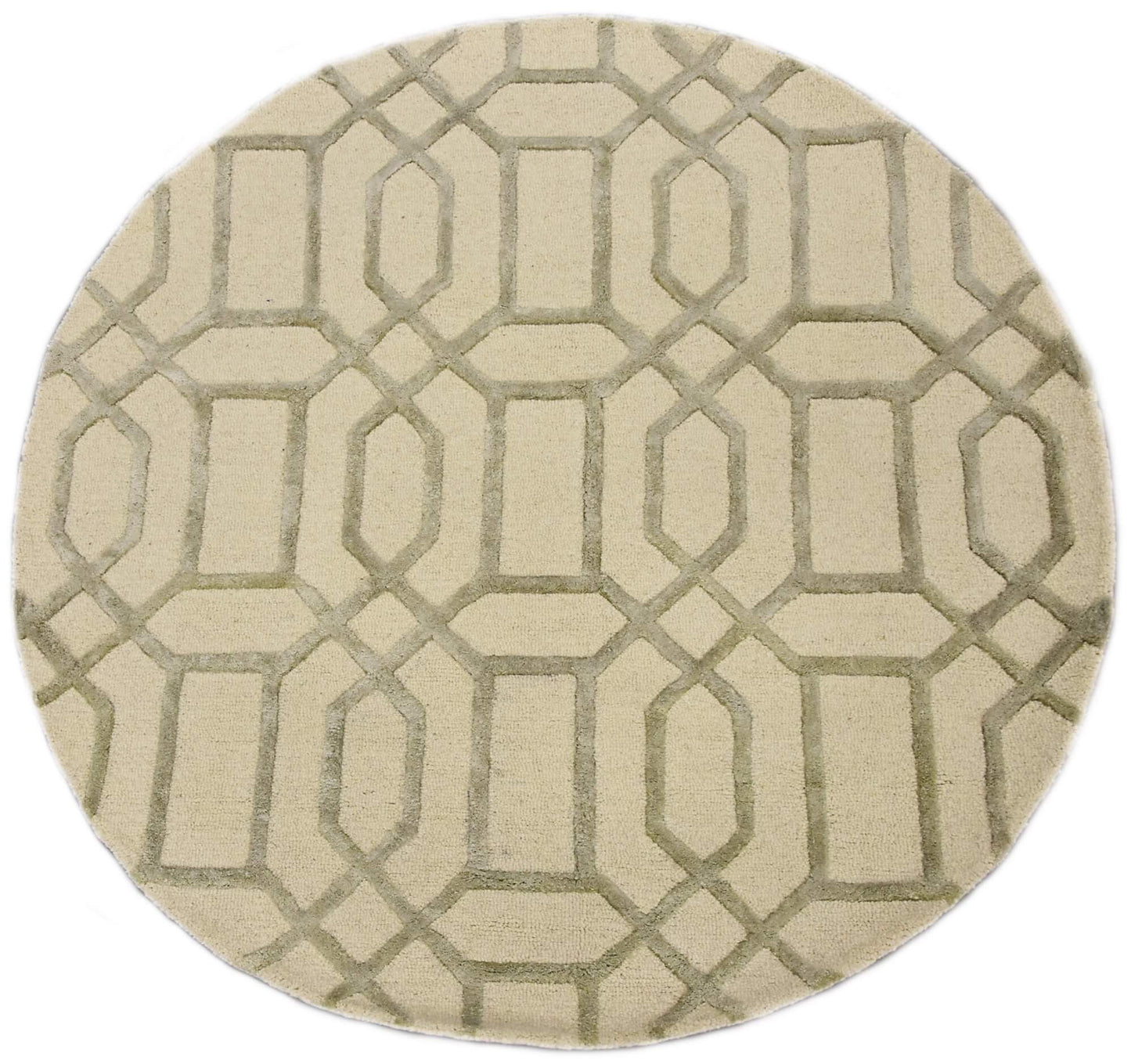 Noir Grid Beige Round Rug