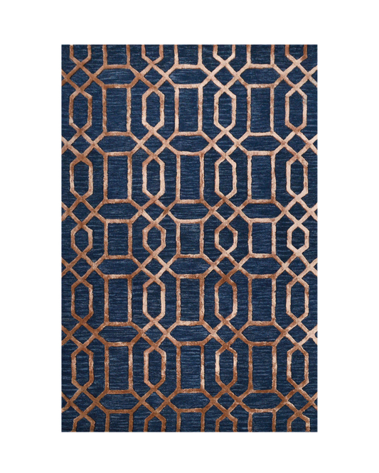 Noir Grid Dark Blue Rug