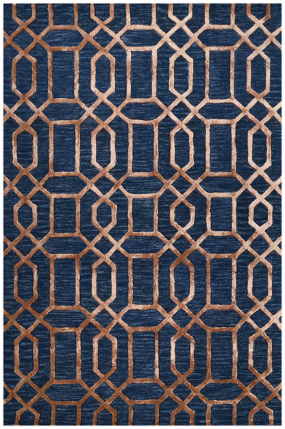 Noir Grid Dark Blue Rug