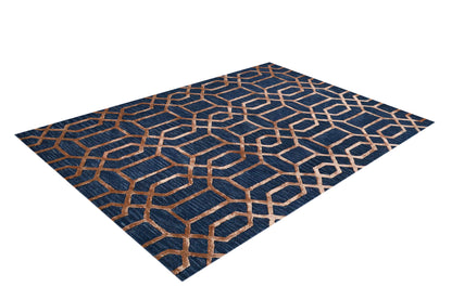 Noir Grid Dark Blue Rug