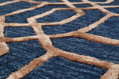 Noir Grid Dark Blue Rug