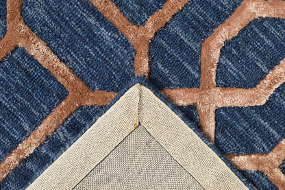 Noir Grid Dark Blue Rug